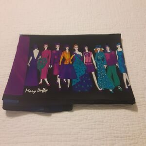 Vintage 1990 Mary Duffy Fashion Thru The Years Scarf Vibrant Colors on Black